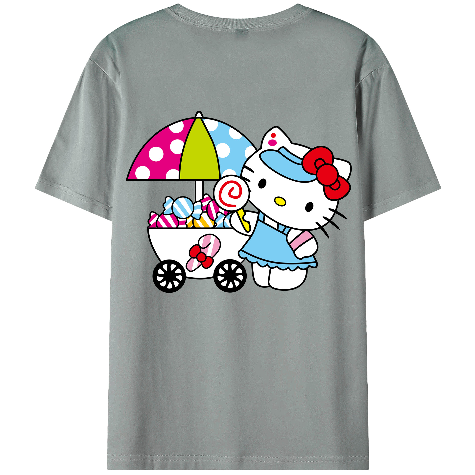 （画像用） Hello Kitty ハローキティ 綿100％ メンズ半袖Tシャツ（バックプリント） 通気性